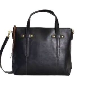 Fossil NWT Felicity Leather Satchel Cross Body in Black